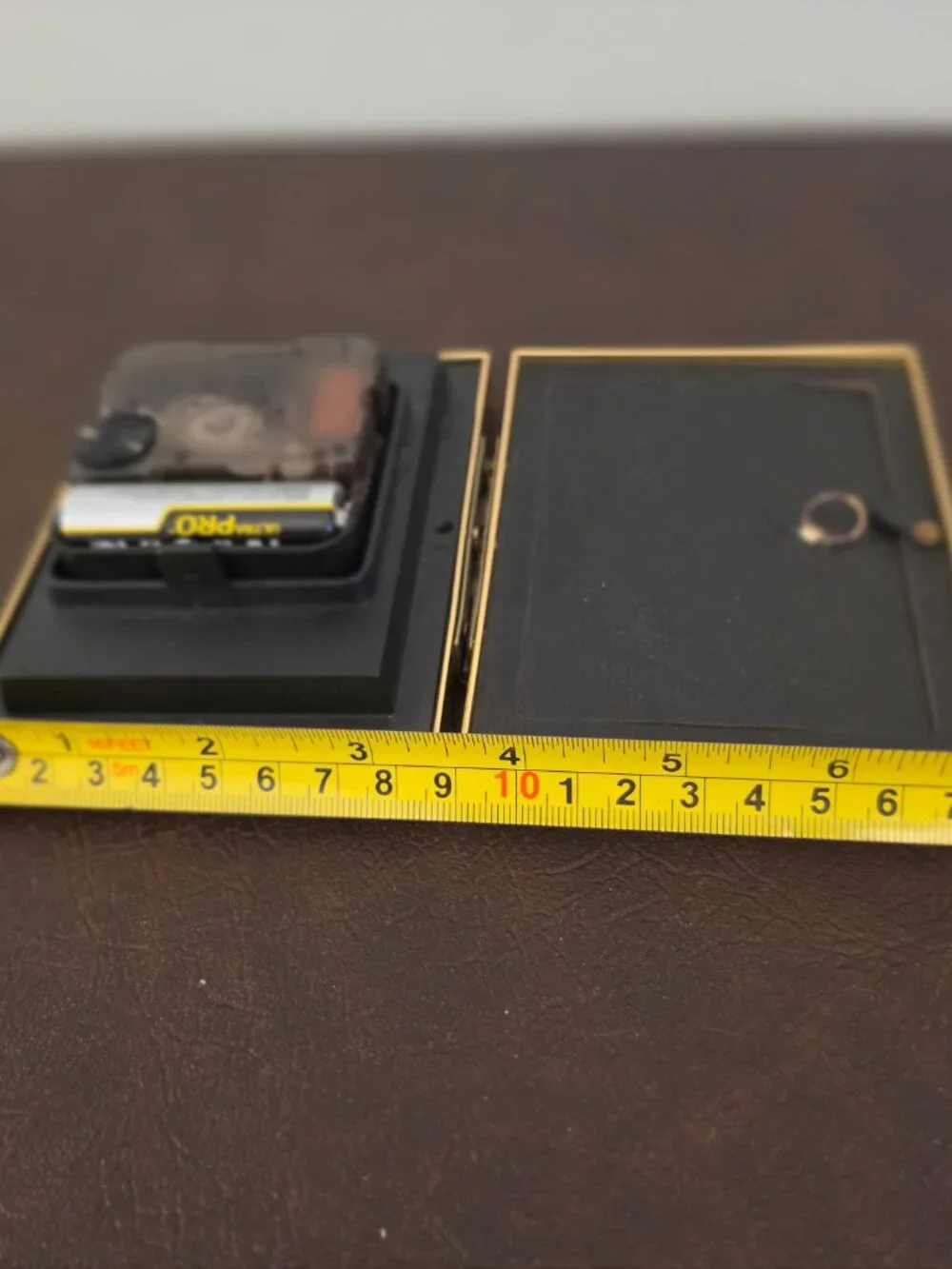 Quartz Gold Tone Brass Desk/Mantle Clock & Picture Frame Set